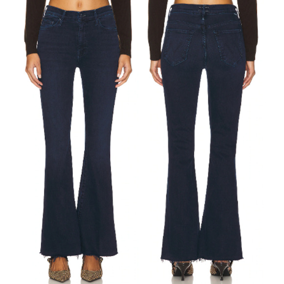 Mother Mid Rise Denim The Weekend Fray Flare Jeans Chip On My Shoulder Womens 29 - Picture 1 of 6